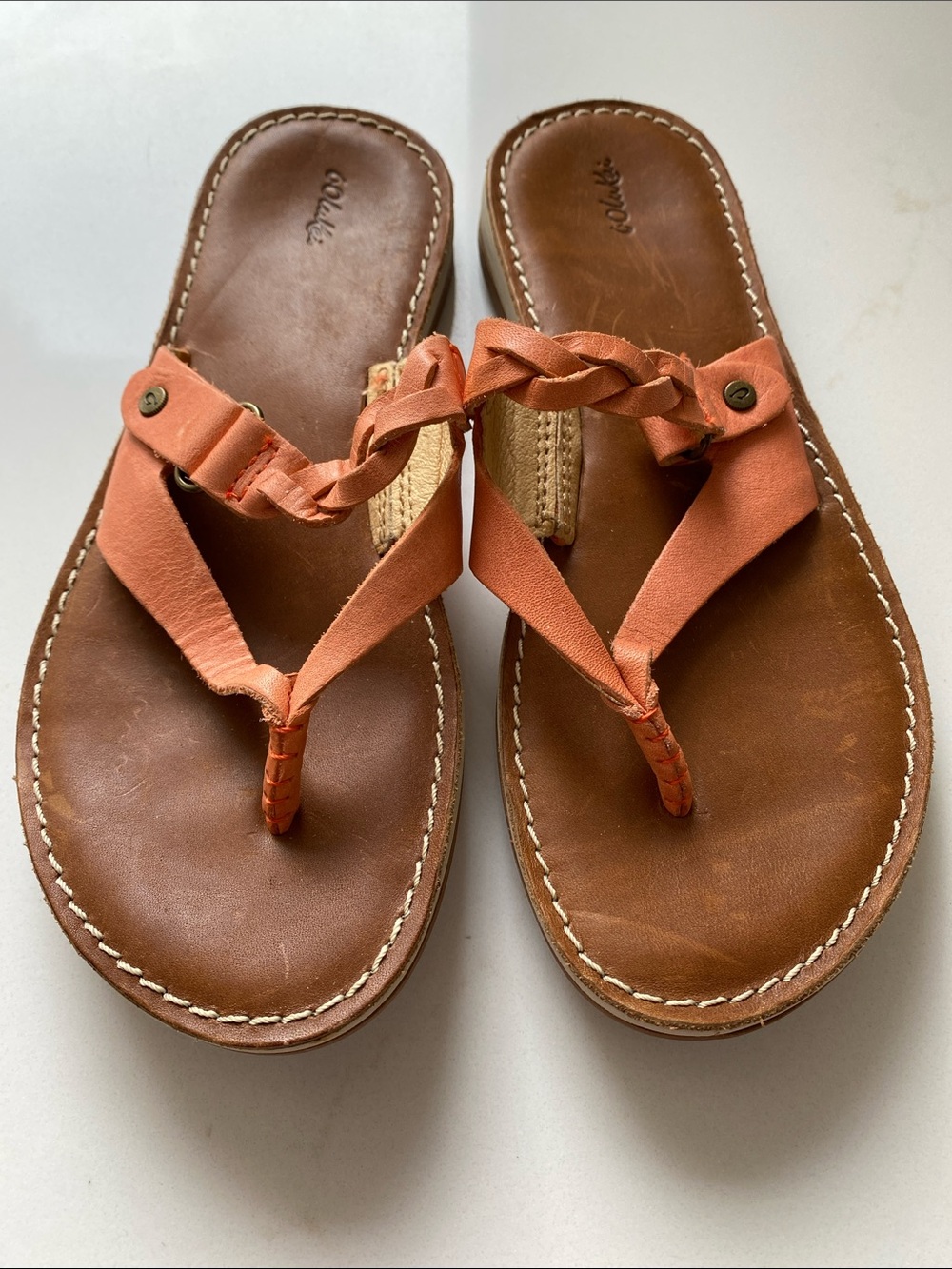 OluKai Coral Braided Thong Sandals for Women